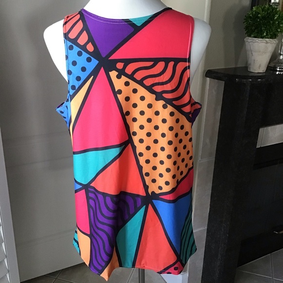 LAST 1! LARGE ONLY! Vintage Getonfleek Tank Top Abstract Pop Art Mod Streetwear - Picture 2 of 13